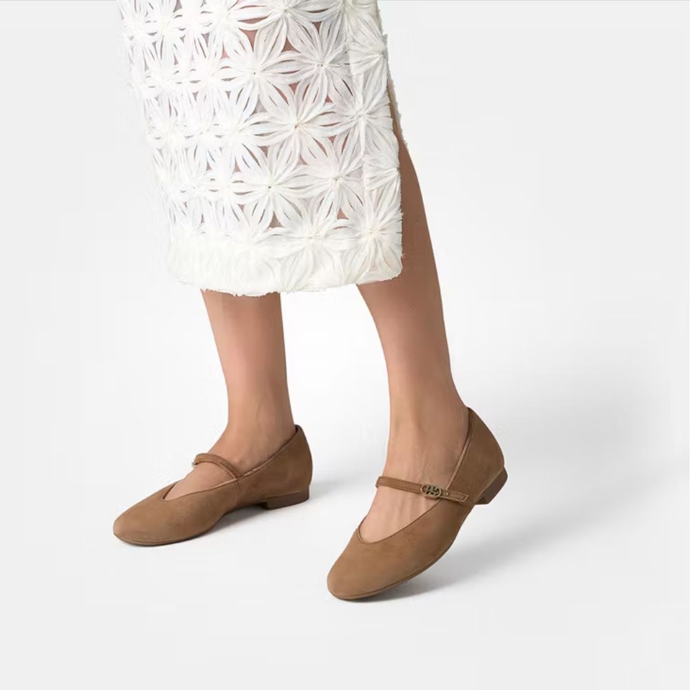 Paul Green Ballerina m/ rem Suede Nut