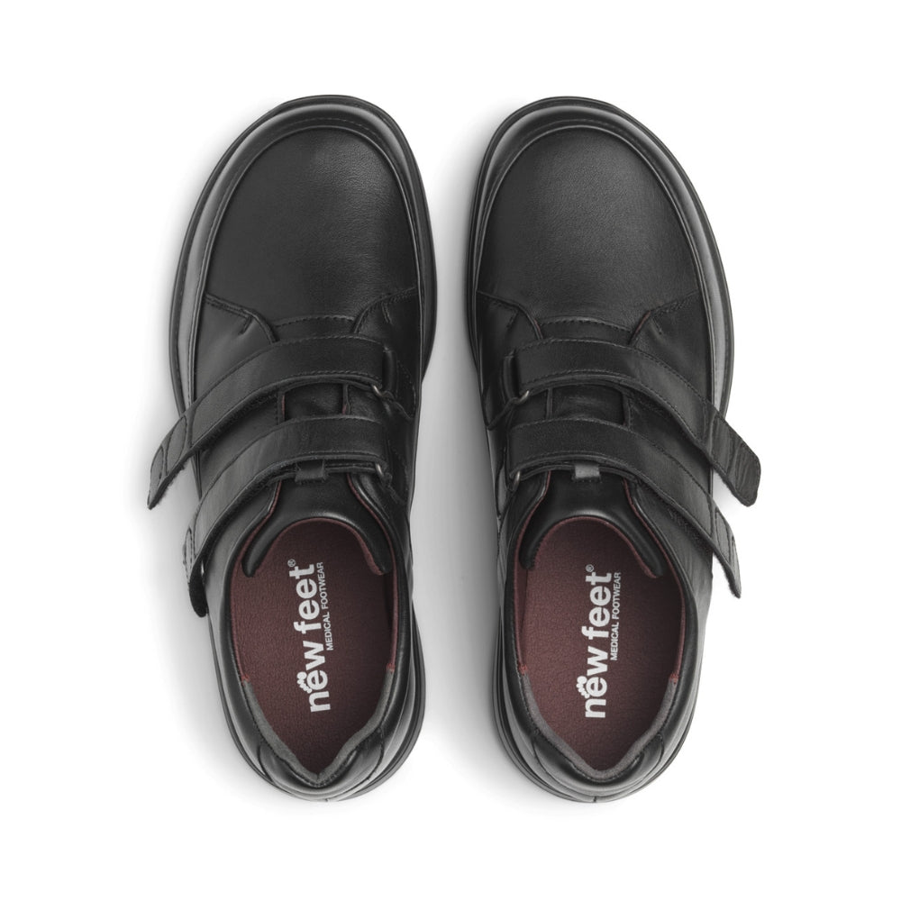 New Feet Herre Sko m/2 Velcro Sort
