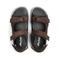 New Feet Herresandal m/3 Velcro remme Brun