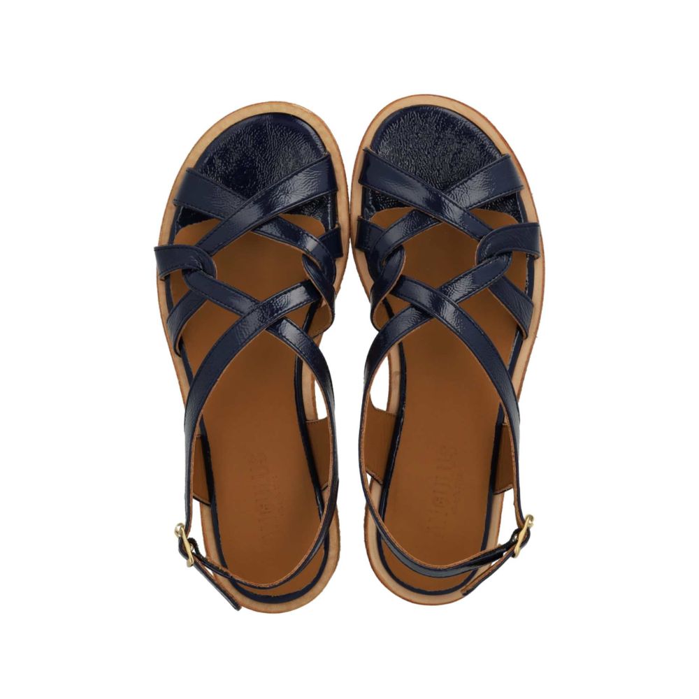 Angulus Sandal m/hælrem flettet Lak Navy