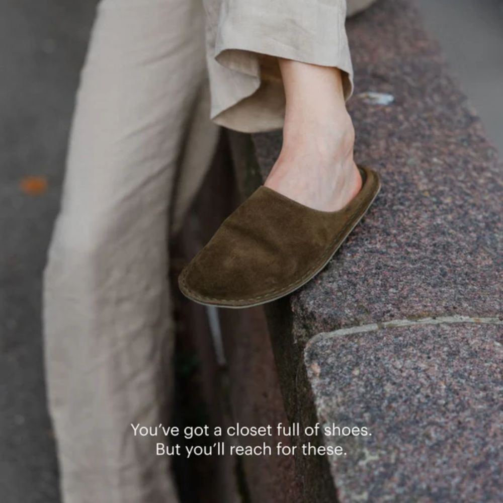 VIBA Tøffel Roma Bio Suede Khaki