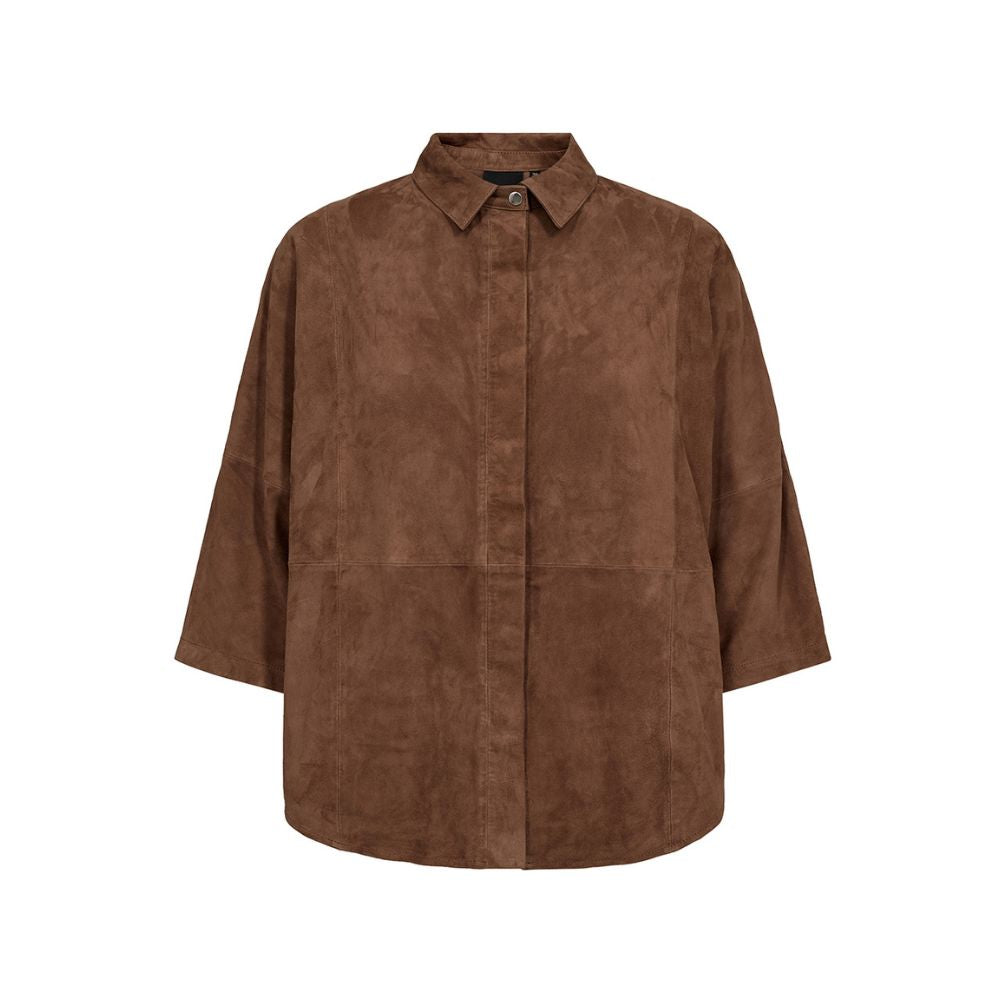 DEPECHE TennaDep Suede Shirt Wood