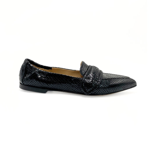 Pomme D'or Loafer Spids Python Print Nero