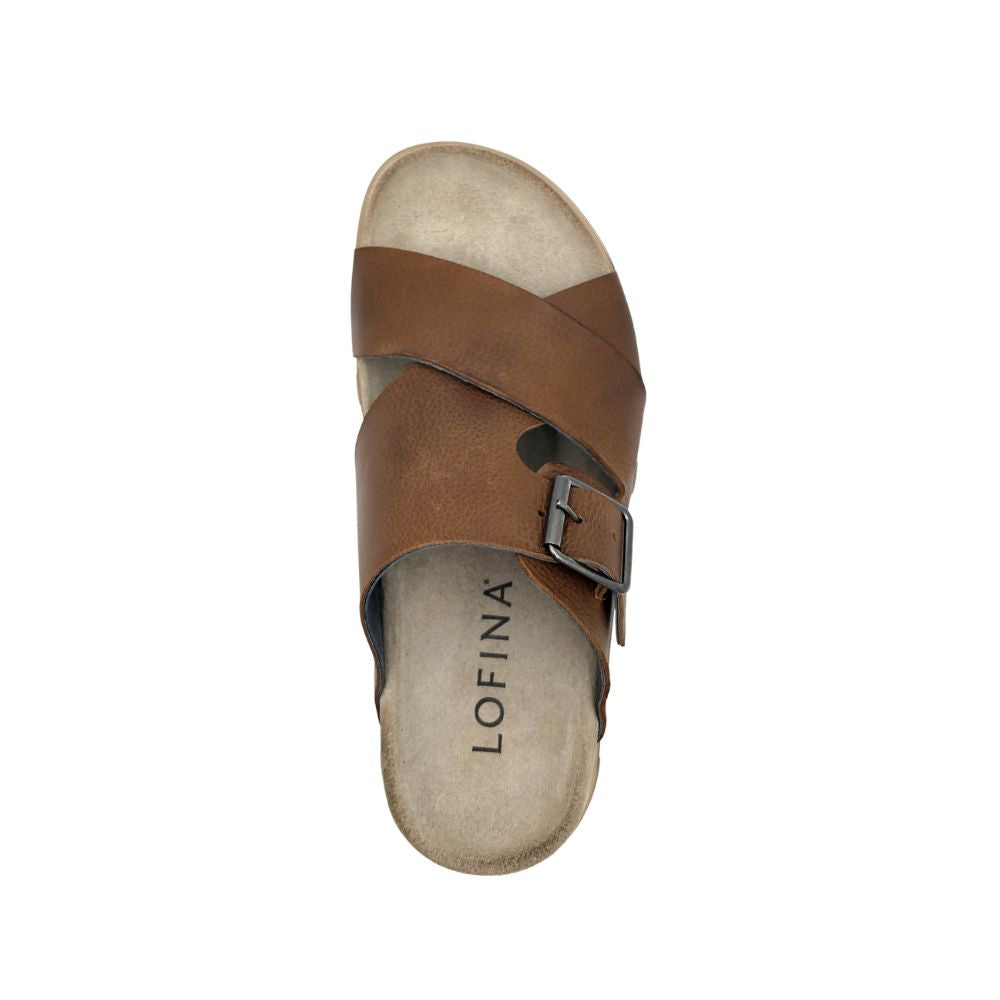 Lofina Slippers m/kryds og spænde Caramello