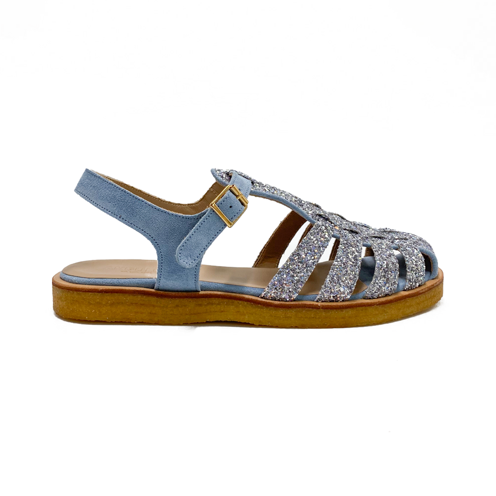 Angulus Sandal m/glitter og lukket tå Light Blue