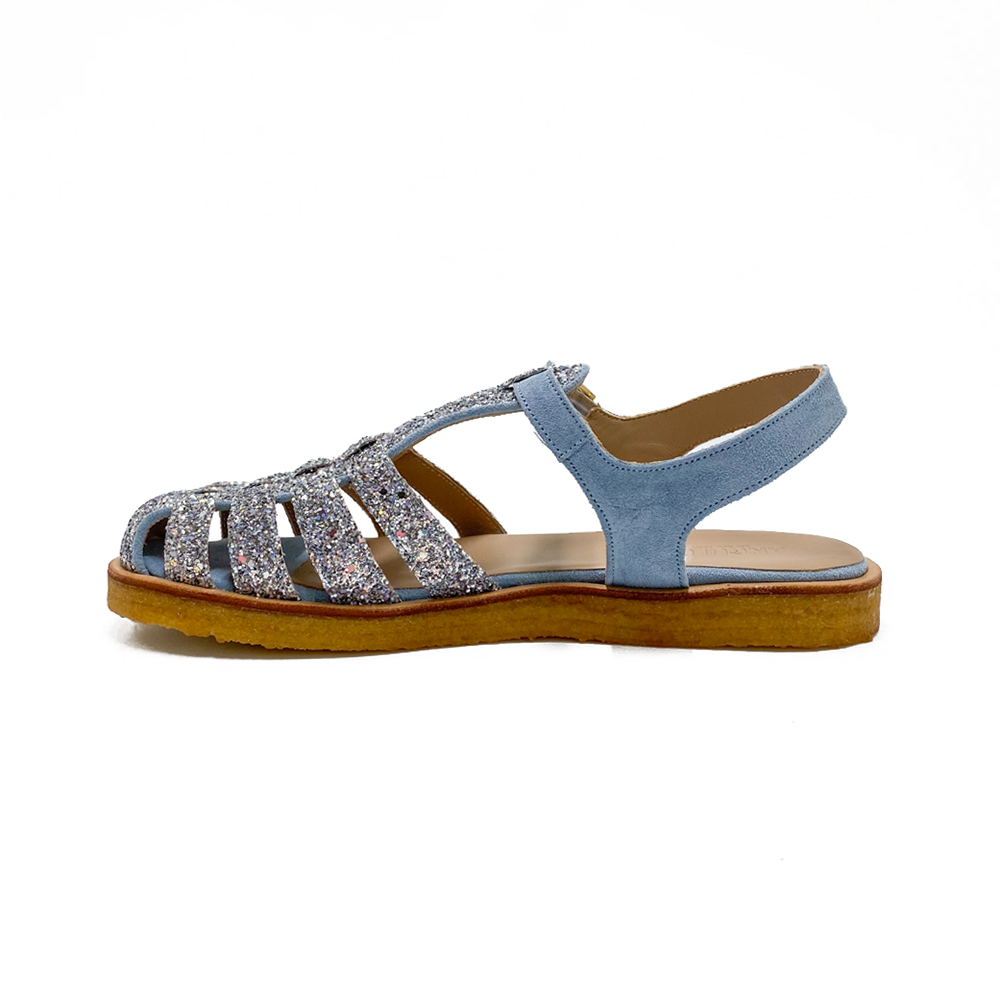 Angulus Sandal m/glitter og lukket tå Light Blue