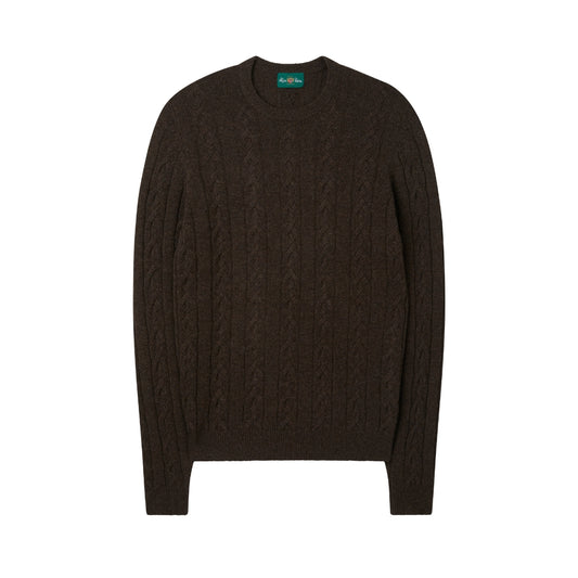 Alan Paine Pembridge Inst Slv Cable & Bar Crew Neck Cocoa