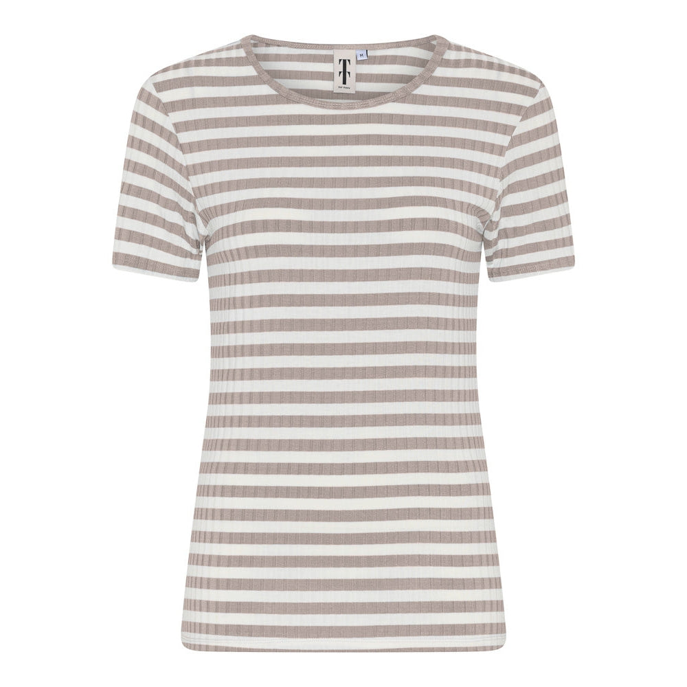 Tif Tiffy Janett TT  SS Small Stribet T-shirt Chateaugrey