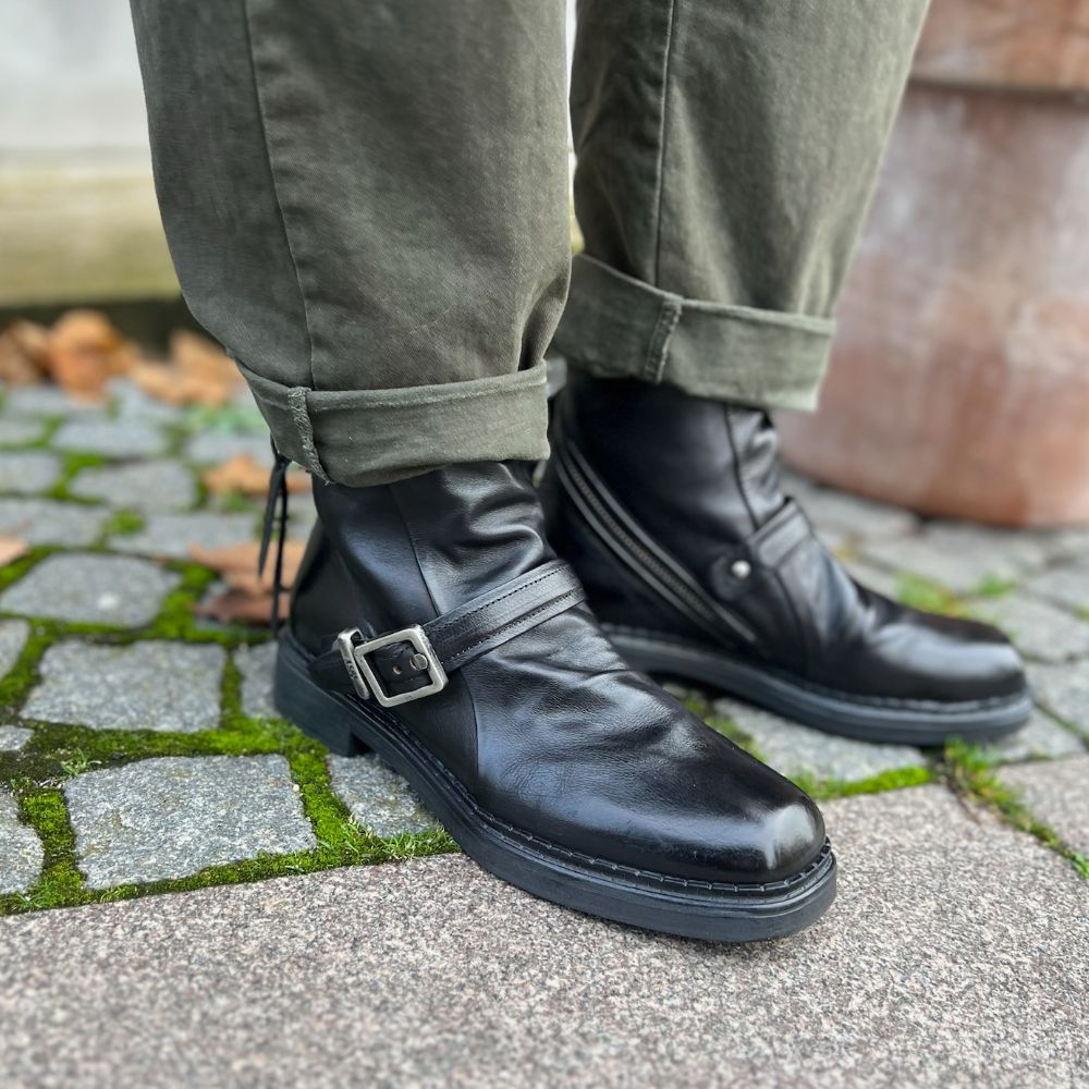 A.S. 98 Støvle m/llynlås og spænde Nero