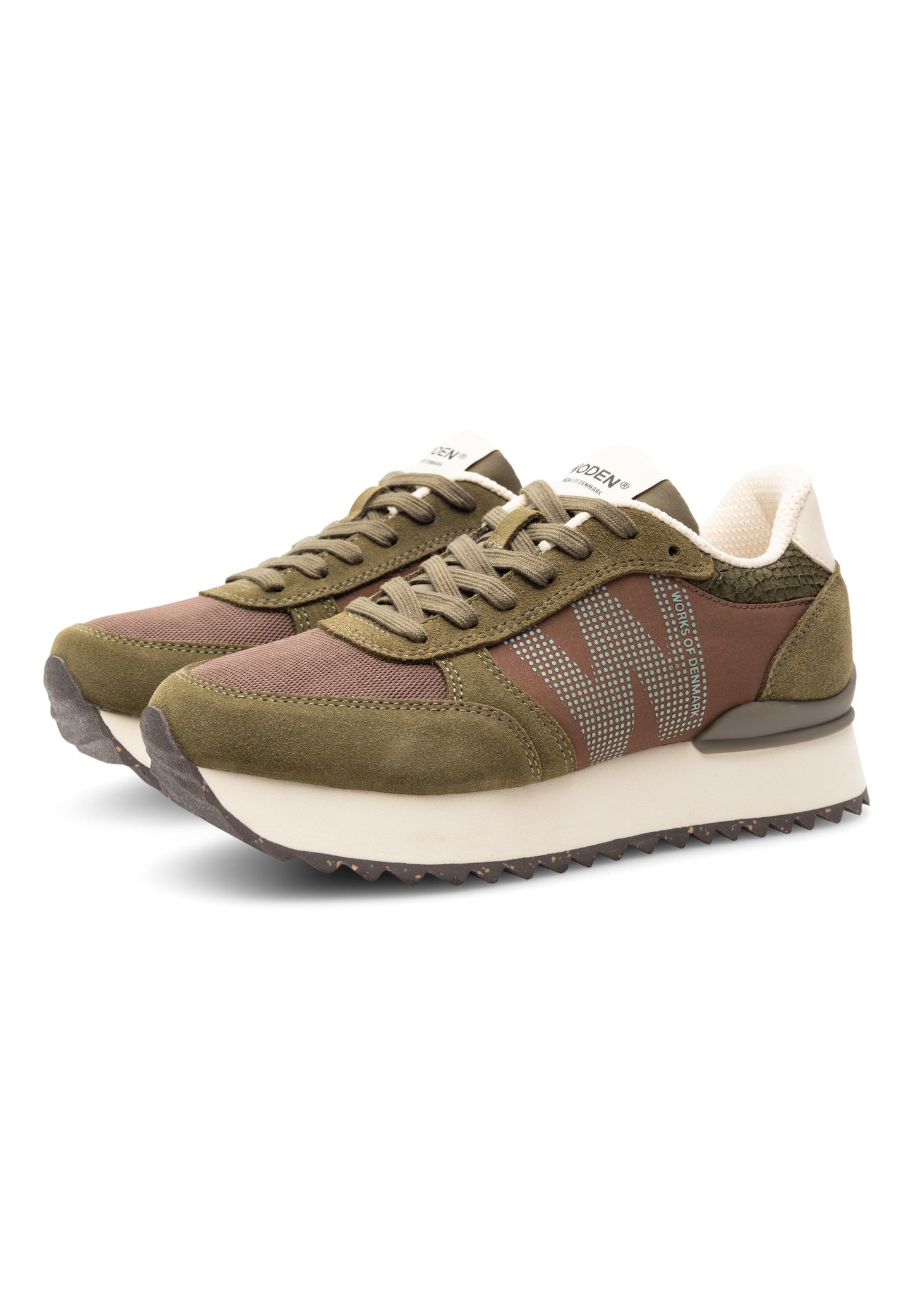 Woden Sneaker Ronja Plateau Dark Olive Multi