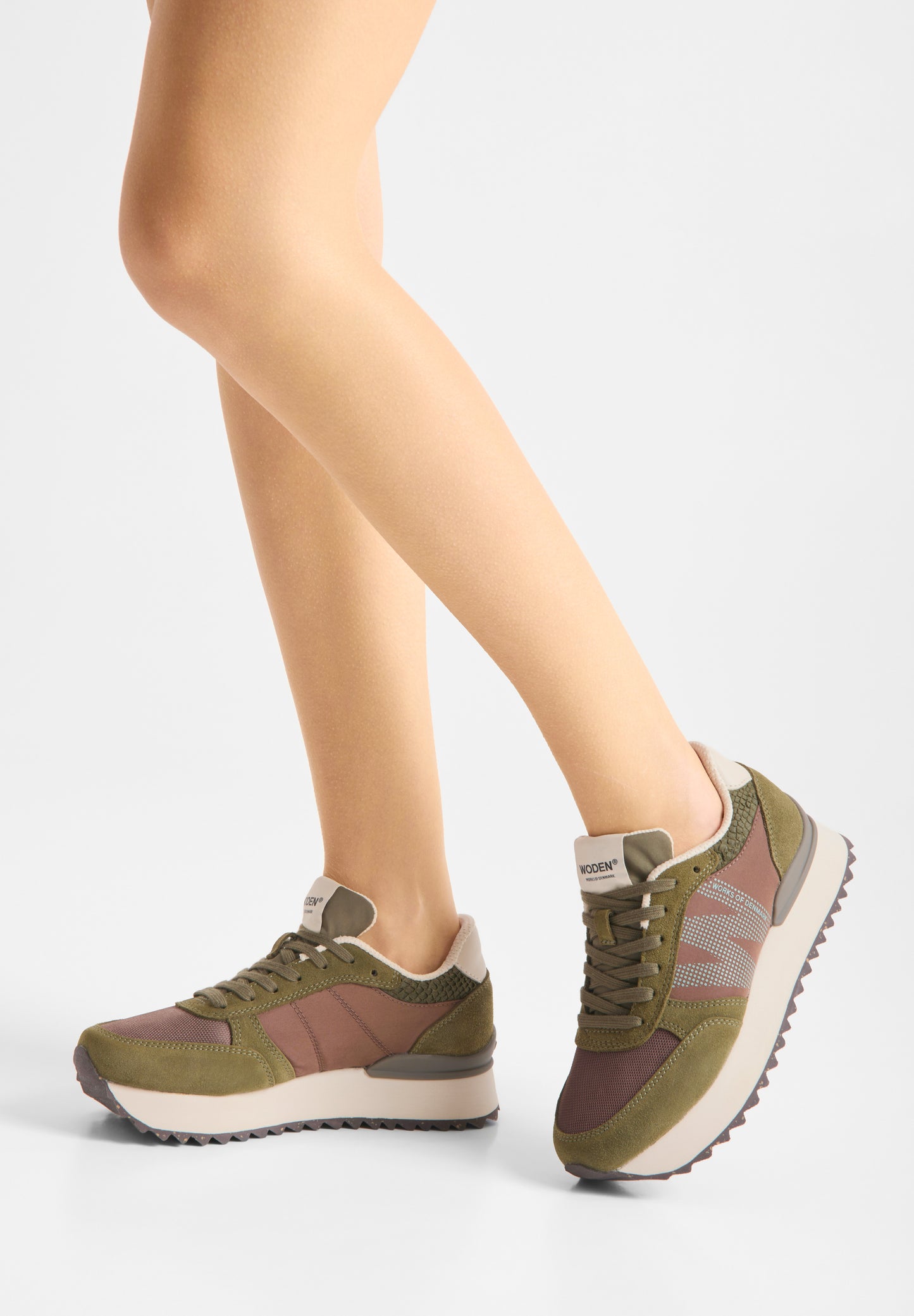 Woden Sneaker Ronja Plateau Dark Olive Multi
