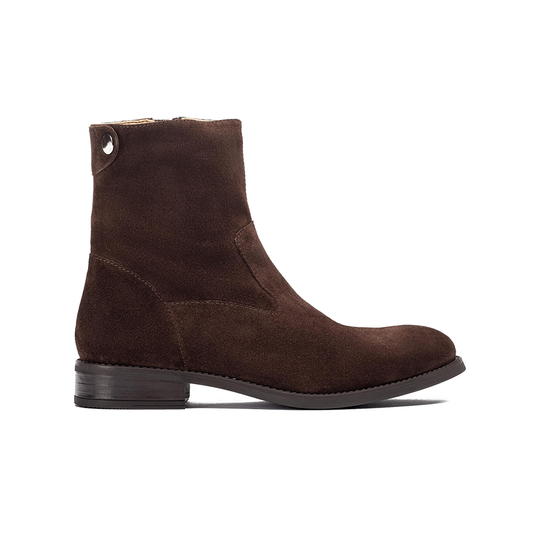 Unisa Støvle m/lynlås og knap Belfin Suede Mid Brown