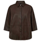 DEPECHE Tenna 3/4 Sleeve Loose Fit Shirt Brown