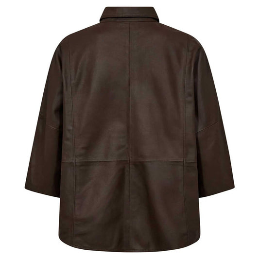 DEPECHE Tenna 3/4 Sleeve Loose Fit Shirt Brown