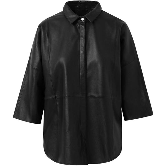 DEPECHE Tenna 3/4 Sleeve Loose Fit Shirt Black