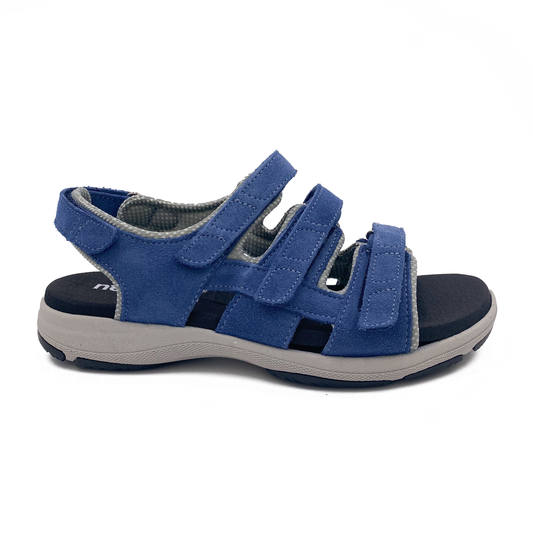 New feet sandal m/3 velcro Ruskind Blå
