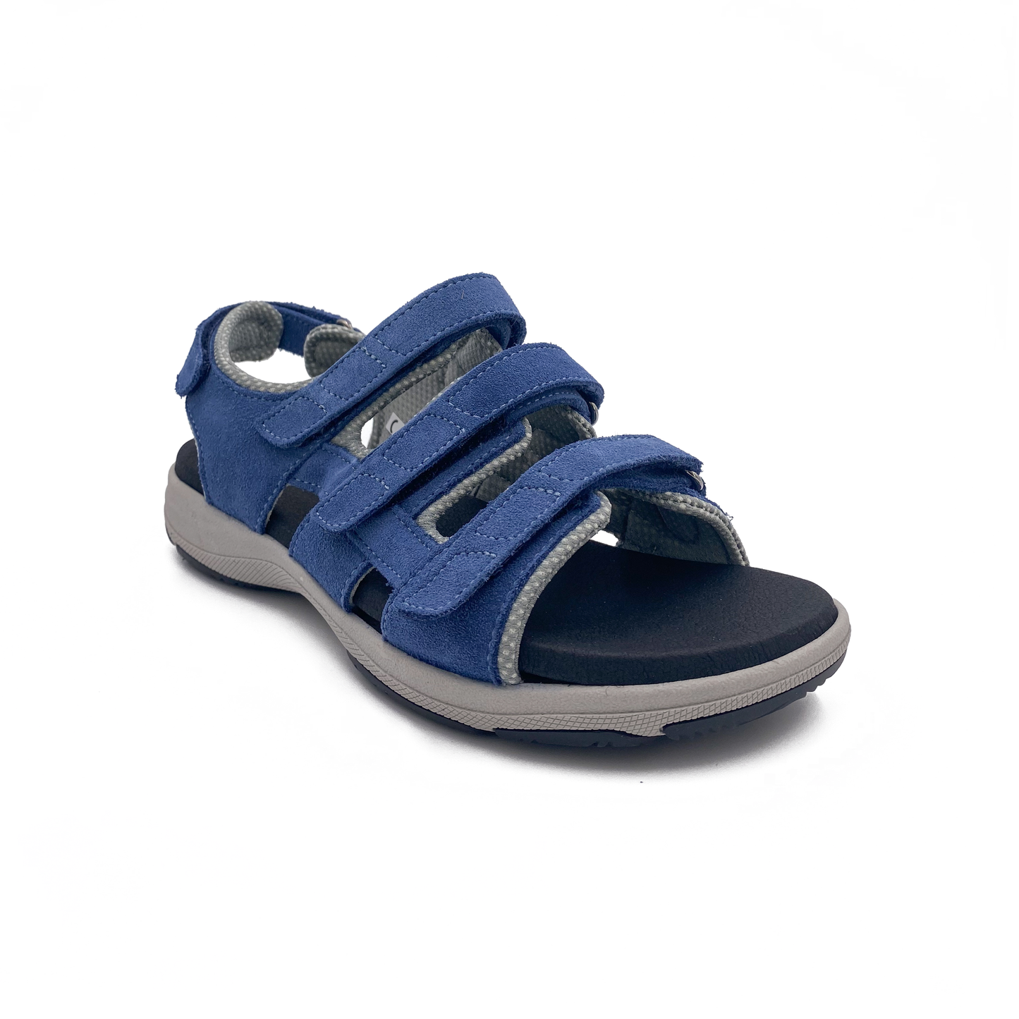 New feet sandal m/3 velcro Ruskind Blå