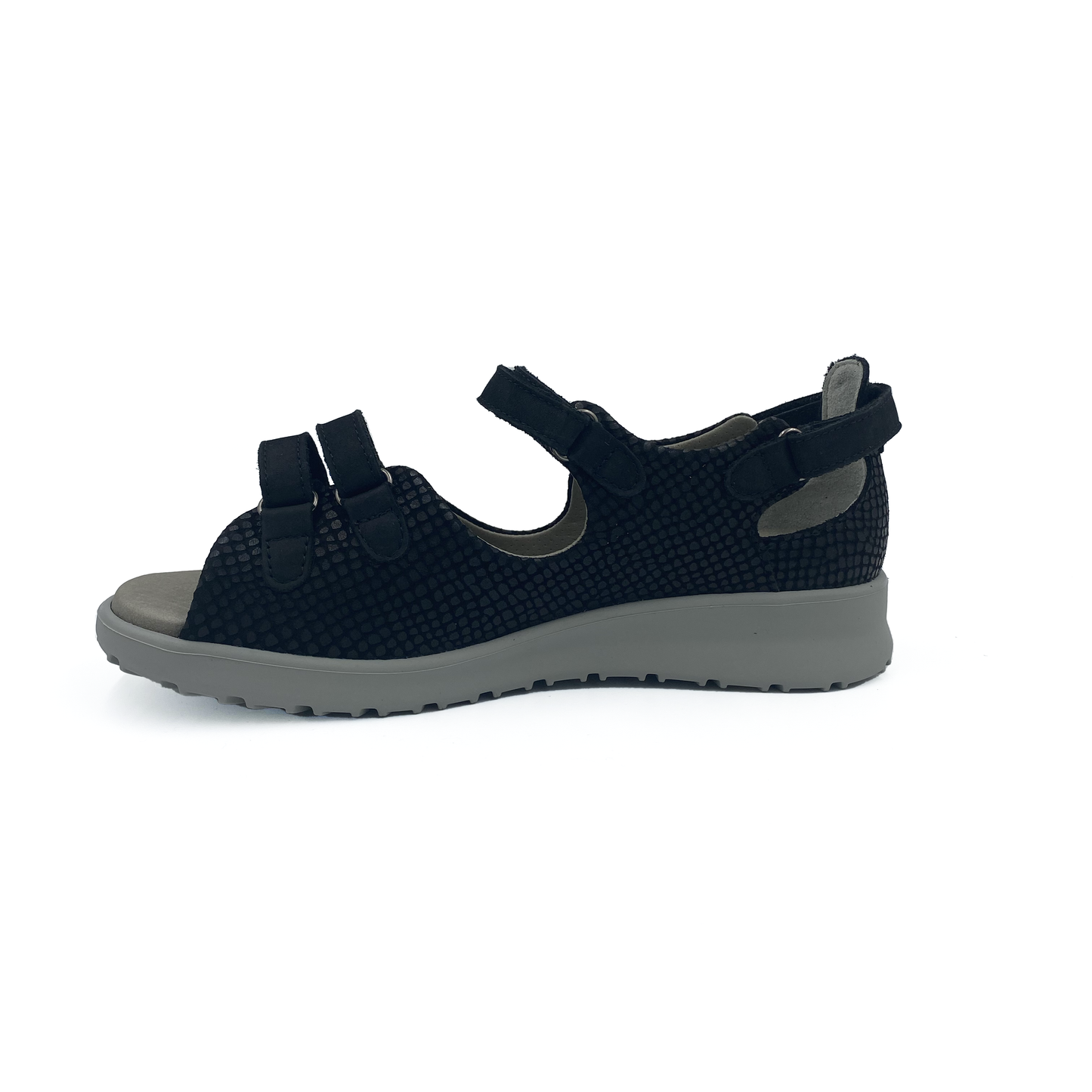 new feet sandal m/ hælkappe og 3/velcro black