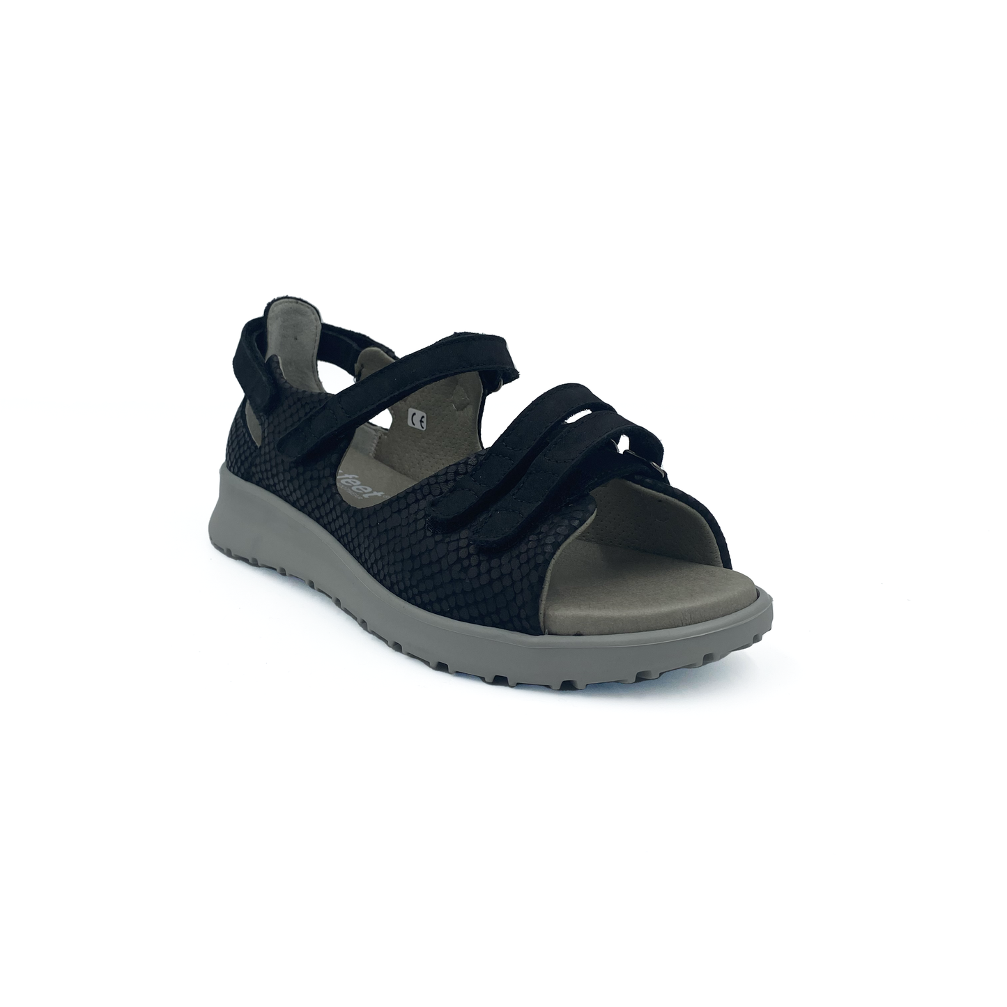 new feet sandal m/ hælkappe og 3/velcro black